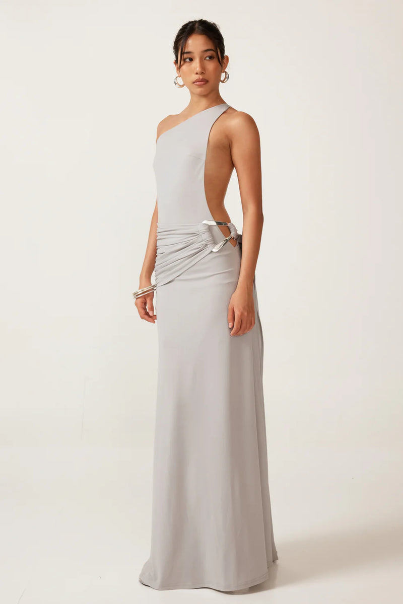 Hire ANCE GRIA Gaia Gown Dress in Silver Blue