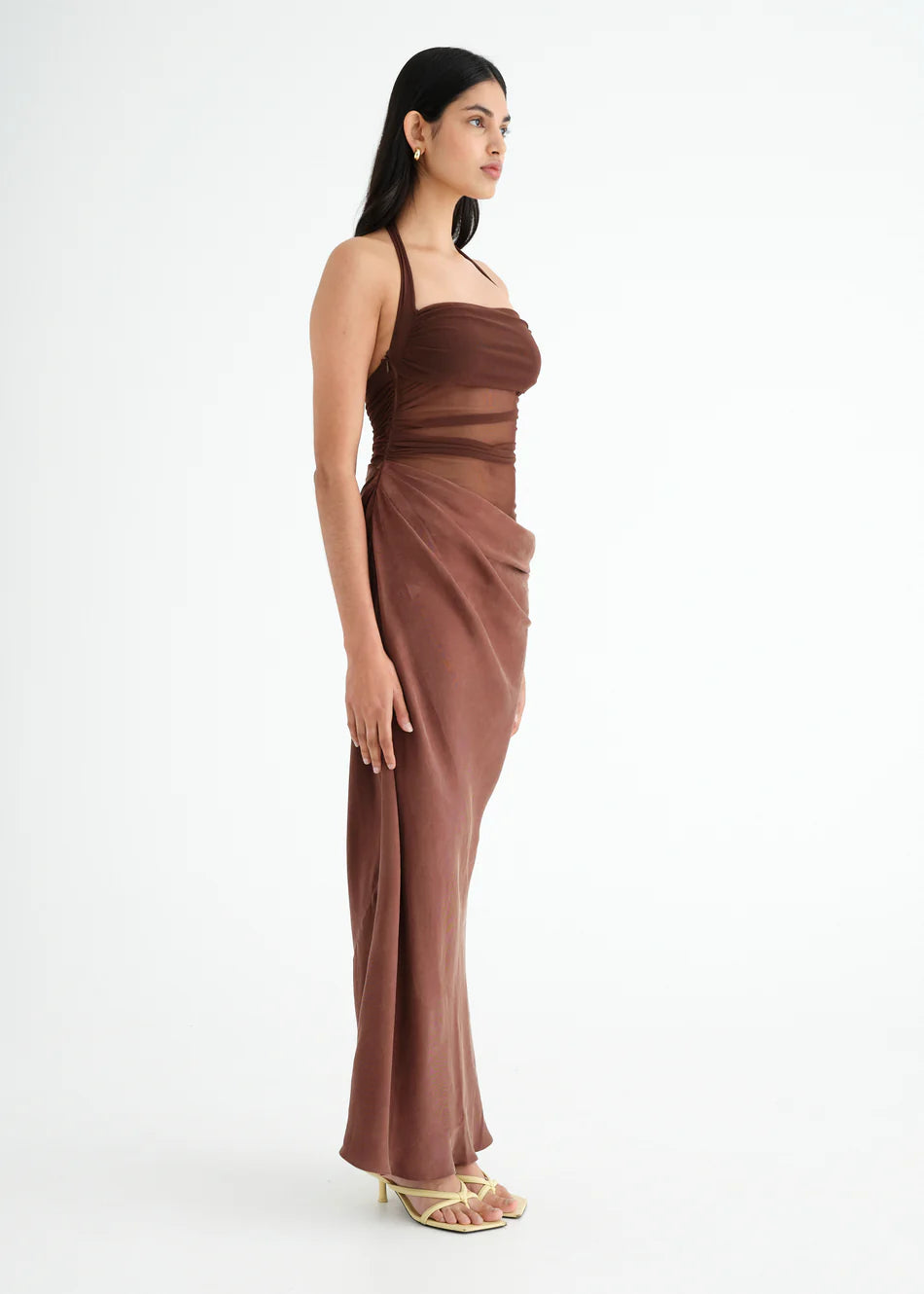 Hire BENNI Gina Maxi Dress in Chocolate Brown