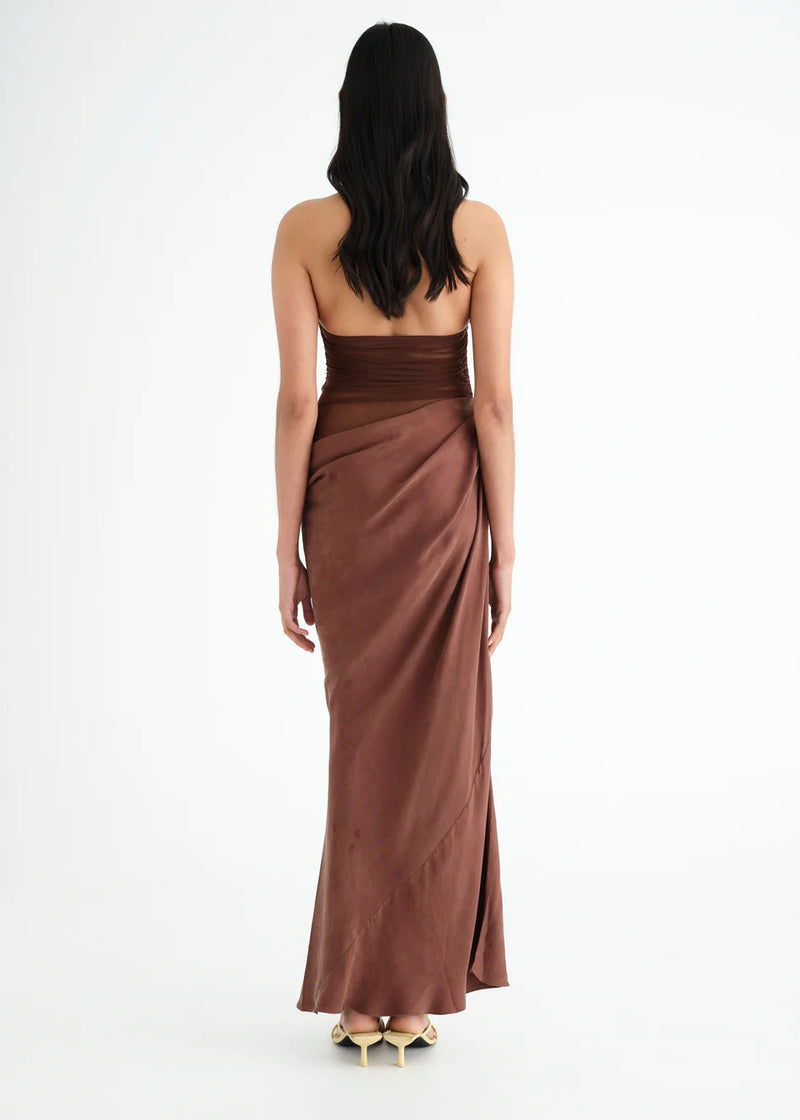 Hire BENNI Gina Maxi Dress in Chocolate Brown