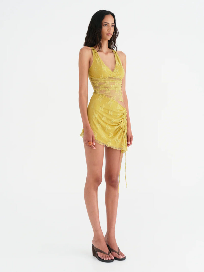 Hire BENNI Margot Mini Dress in Wasabi Yellow