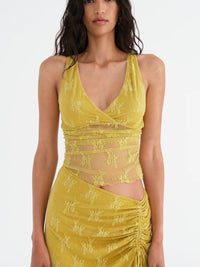 Hire BENNI Margot Mini Dress in Wasabi Yellow