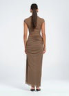 Hire BENNI Milo Mesh Maxi Dress in Mushroom