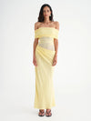 Hire BENNI Nico Off Shoulder Maxi Dress in Butter Yellow