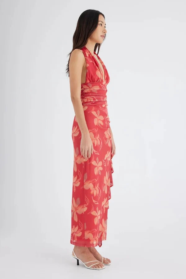 Hire BENNI Penelope Halter Maxi Dress Hibiscus Floral