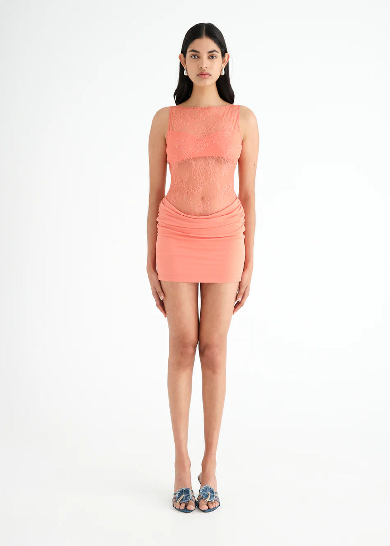 Hire BENNI Raffy Mini Dress in Grapefruit