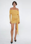 Hire BENNI Yasmin Off Shoulder Mini Dress in Mustard Yellow