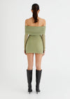 Hire BENNI Yasmin Off Shoulder Mini Dress in Pistachio Green