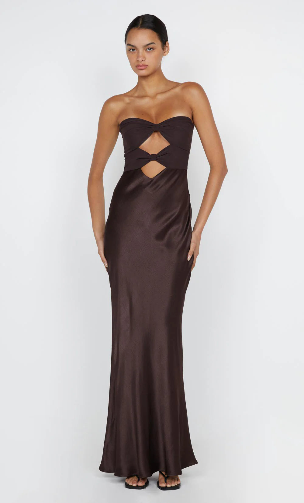 Hire Bec + Bridge Halle Strapless Dress In Chocolate Brown