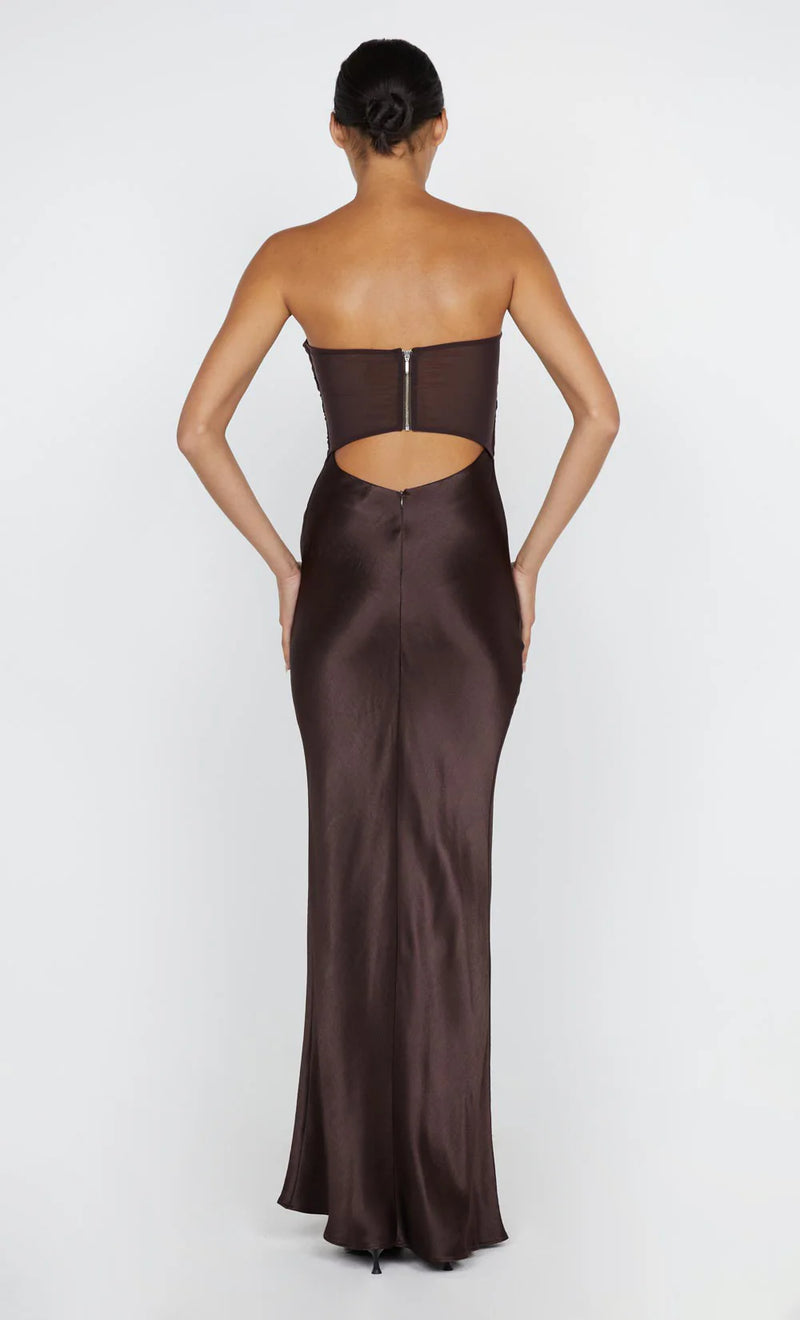 Hire Bec + Bridge Halle Strapless Dress In Chocolate Brown