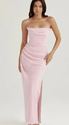 Hire HOUSE OF CB Adrienne Strapless Gown in Pink Shimmer