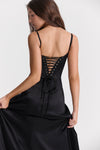 Hire HOUSE OF CB Anabella Black Lace Up Maxi Dress