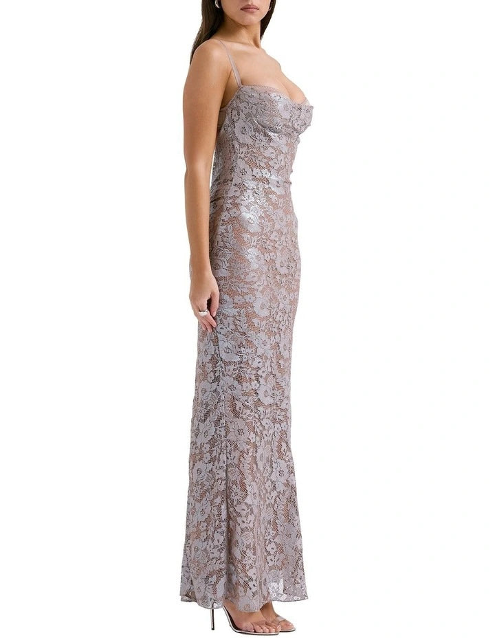 Hire HOUSE OF CB Azzurra Lace Godet Gown in Ice Blue