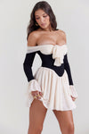 Hire HOUSE OF CB Alana Black & Cream Off Shoulder Mini Dress