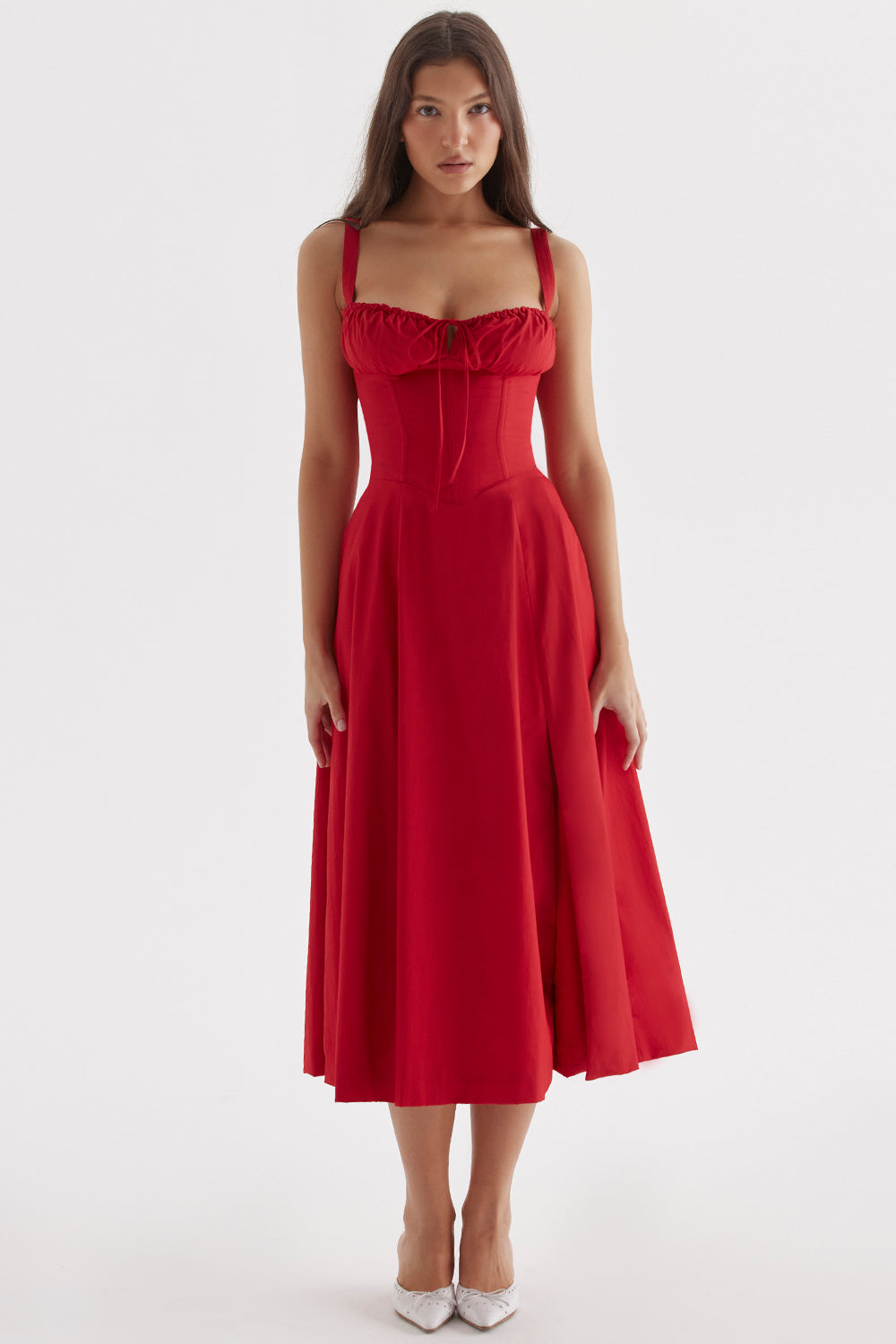 Hire HOUSE OF CB Carmen Red Rose Bustier Sundress TheOnlyDress Hire