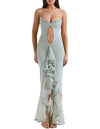 Hire HOUSE OF CB Gabriella Pistachio Ruffled Front Gown