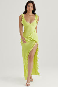 Hire HOUSE OF CB Pixie Lime Ruffle Maxi Dress