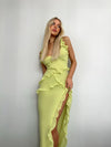 Hire HOUSE OF CB Pixie Lime Ruffle Maxi Dress