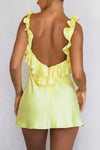 Hire HOUSE OF CB Tink Buttercup Satin Ruffle Mini Dress in Yellow