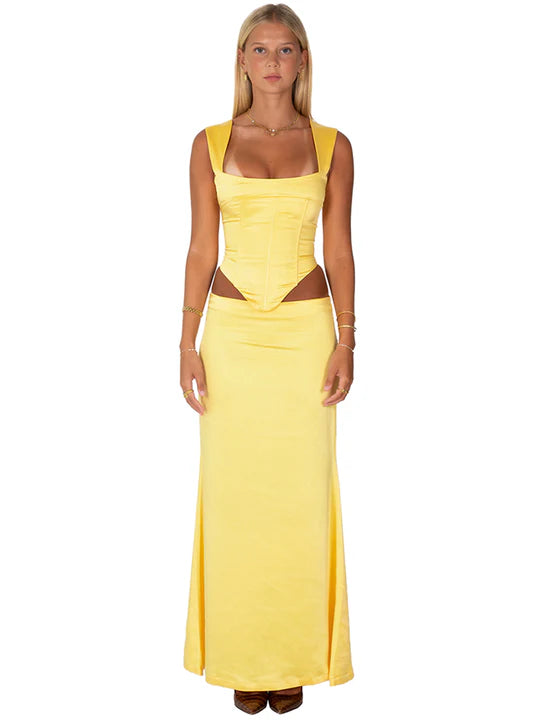 Hire I AM DELILAH. Valerie Set Corset and Maxi Skirt Daffodil Yellow