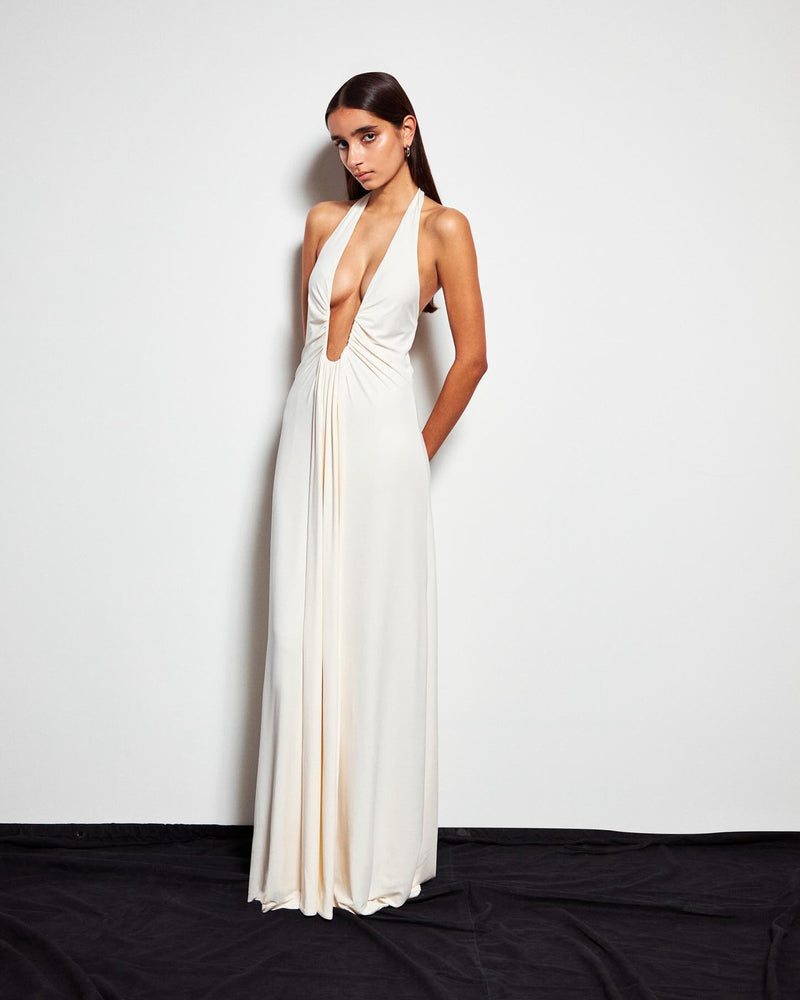 Hire MISHA Jennifer Cupro Maxi Dress in Ivory