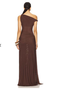 Hire MISHA Sisal Mesh Dress in Espresso Brown