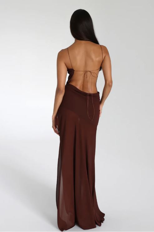 Hire Natalie Rolt Dahlia Dress Gown in Espresso Brown