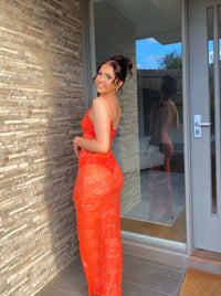Hire Natalie Rolt Giana Dress in Tangerine Lace