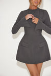 Hire ODD MUSE The Ultimate Muse Split Sleeve Mini Dress in Slate Grey