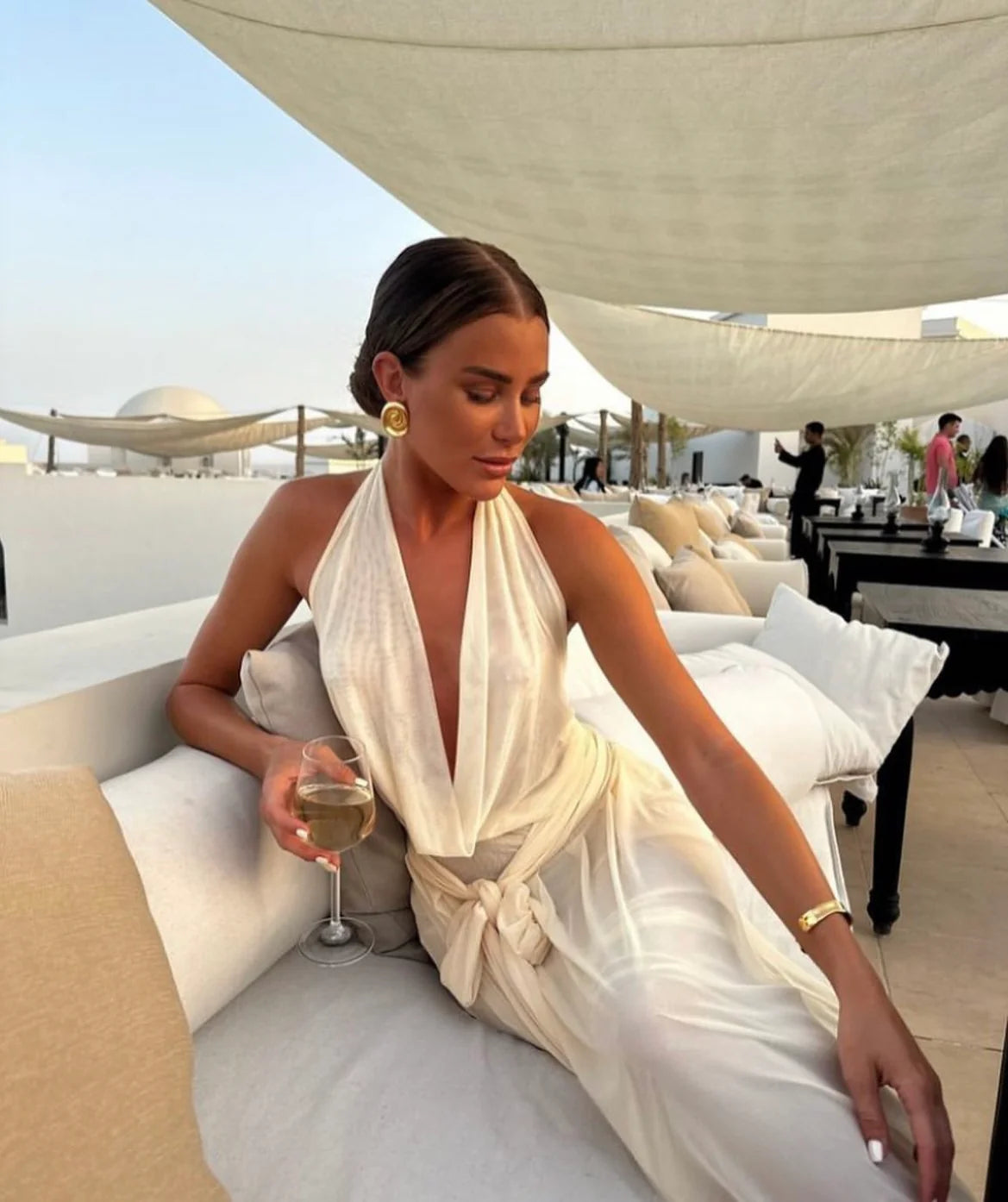 Hire RAPHAELLA SANTANTA Hera Dress in Beige Cream