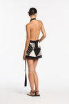 Hire SIR THE LABEL Realisme Wrap Halter Mini Dress in Papier Print