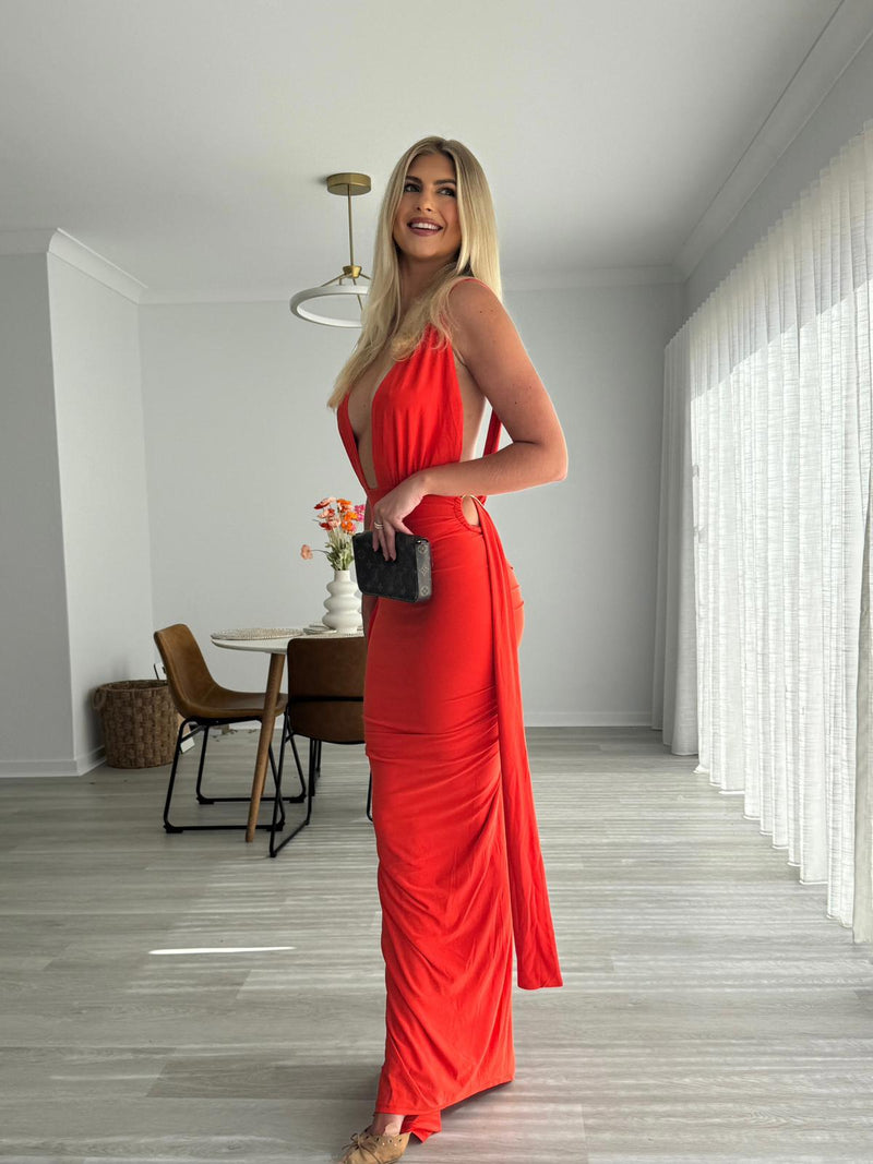 Hire MÉLANI Izabella Gown in Tangerine