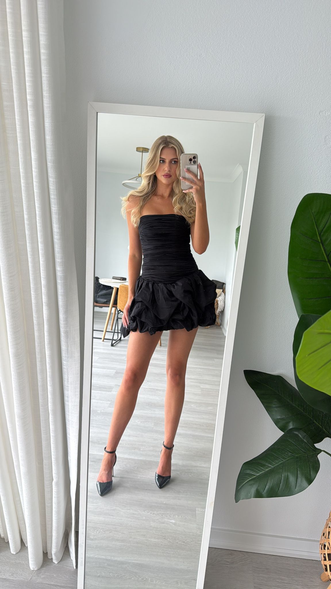 Hire AJE Violette Bubble Hem Mini Dress in Black