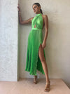 Hire L’IDEE Renaissance Split Gown In Neon Lime