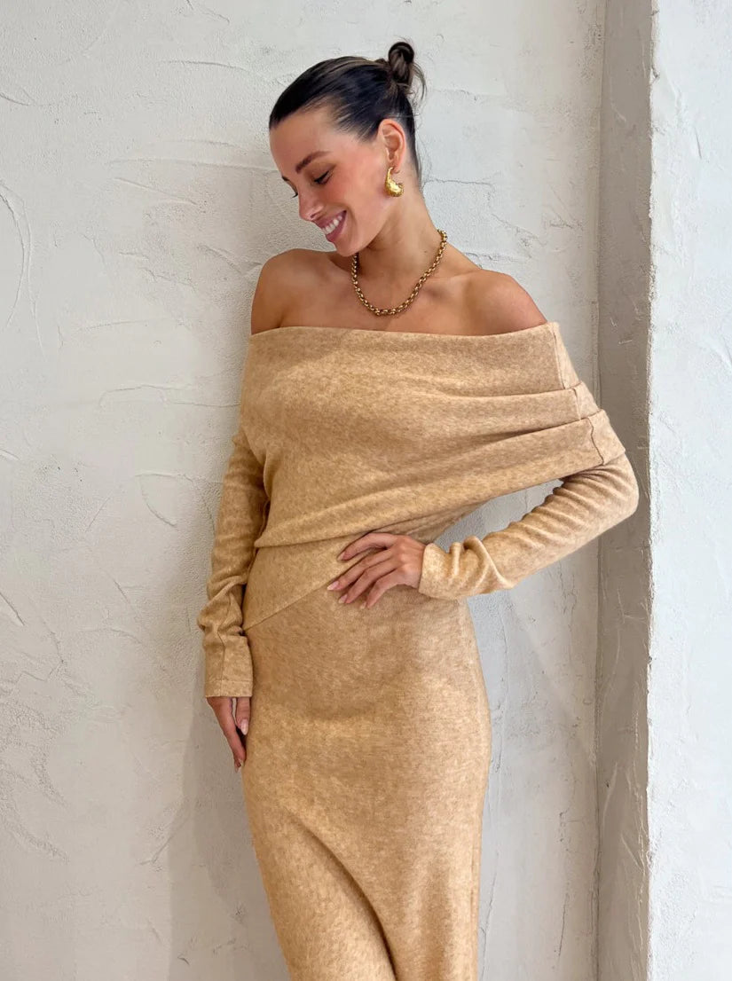 Hire ONE FELL SWOOP Vixen Knit Dress in Oat