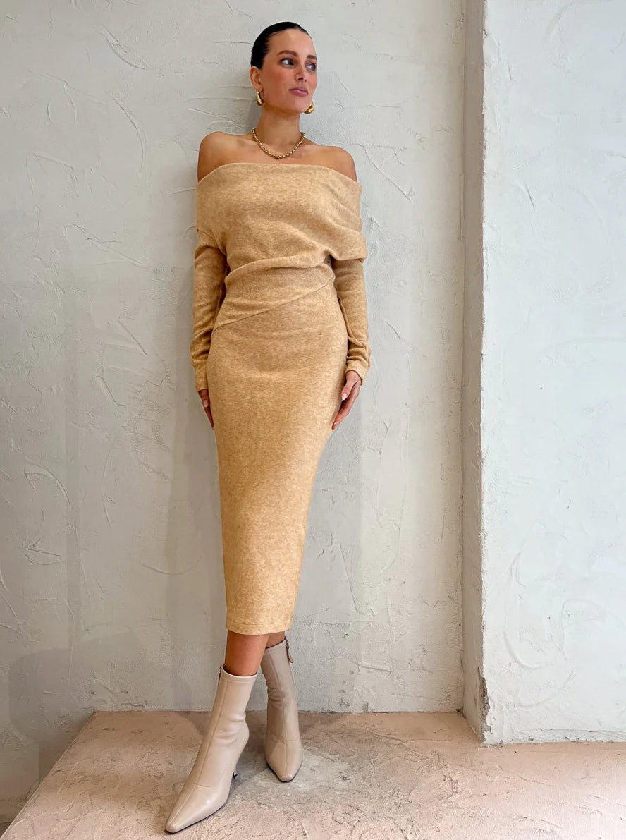 Hire ONE FELL SWOOP Vixen Knit Dress in Oat