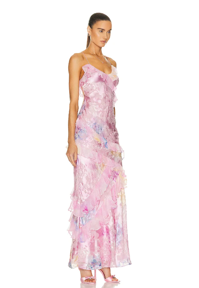 Hire Love Shack Fancy Rialto Dress in Candy Sparkle Pink