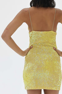 Hire NATALIE ROLT Josie Mini Dress in Yellow Gold