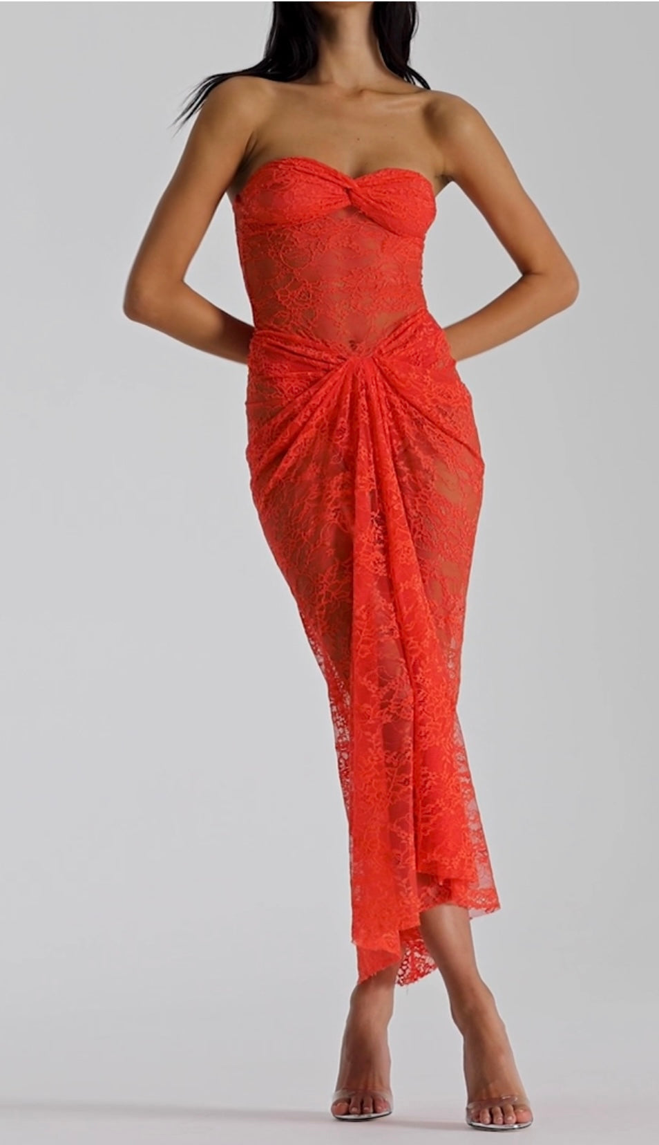 Hire Natalie Rolt Naomi Dress in Tangerine Lace