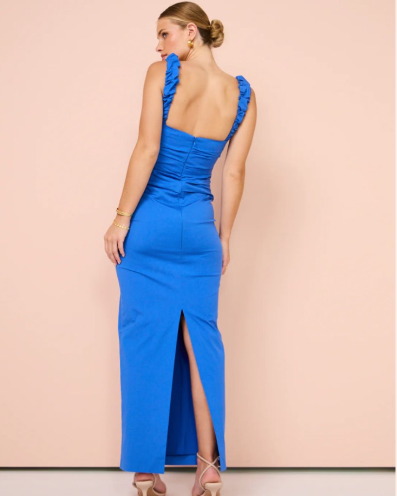 SIR THE LABEL Azul Balconette Gown in Cobalt Blue