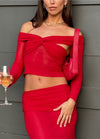 Hire NATALIE ROLT Set Charlotte Skirt and Crop Top in Cherry Red