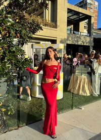 Hire NATALIE ROLT Set Charlotte Skirt and Crop Top in Cherry Red