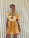 Hire L’IDEE Theatre Mini Dress In Butter Yellow Gold Exclusive Colour