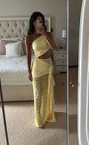 Hire DECONDUARTE Paradiso Lace Maxi Dress in Baby Yellow
