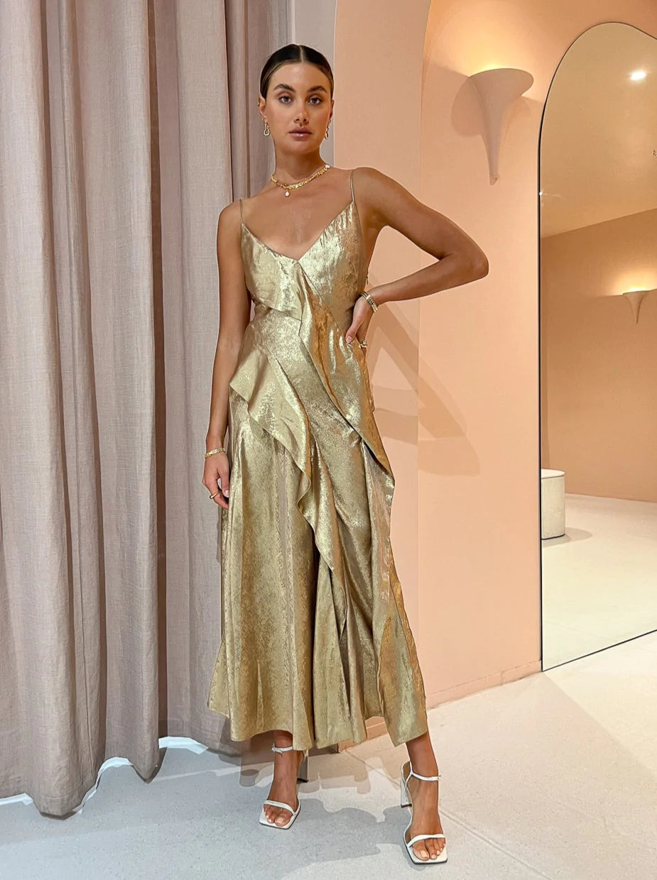 Hire ACLER Queensbridge Dress in Golden