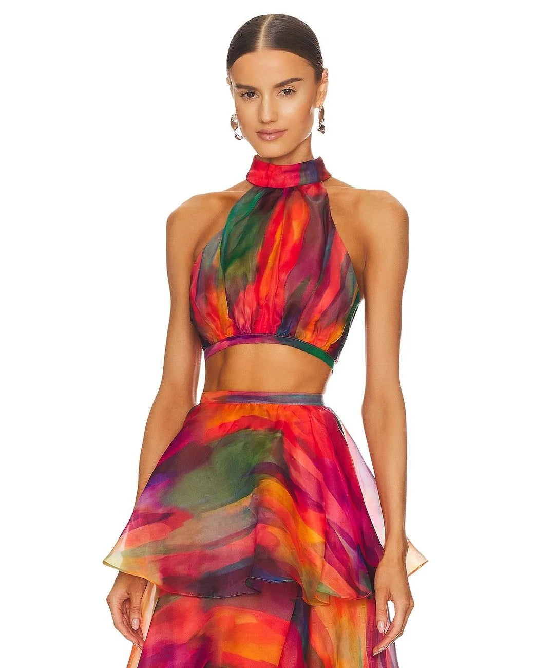 Hire Yaura Faari Set Maxi Skirt and Crop Top in Aquarelle Print