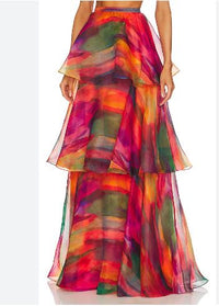 Hire Yaura Faari Set Maxi Skirt and Crop Top in Aquarelle Print