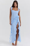 Hire HOUSE OF CB Ariela Soft Blue Ruffle Maxi Dress