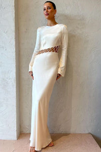 Hire SHONA JOY Arienzo Asymmetrical Lace Up Maxi Dress In Cream