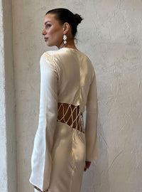 Hire SHONA JOY Arienzo Asymmetrical Lace Up Maxi Dress In Cream