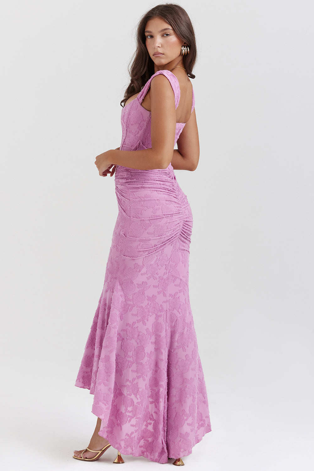 Hire HOUSE OF CB Cesca Rose Pink Floral Maxi Dress